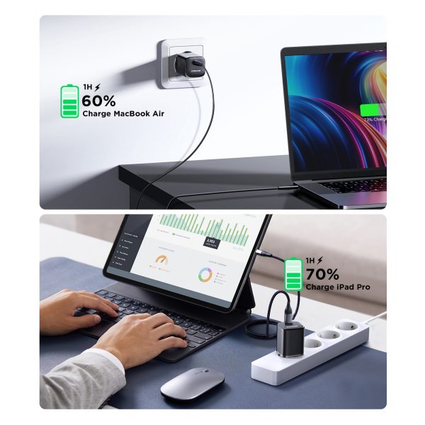 Ātruma sērija 30W USB-C PD QC AFC FCP melnais lādētājs