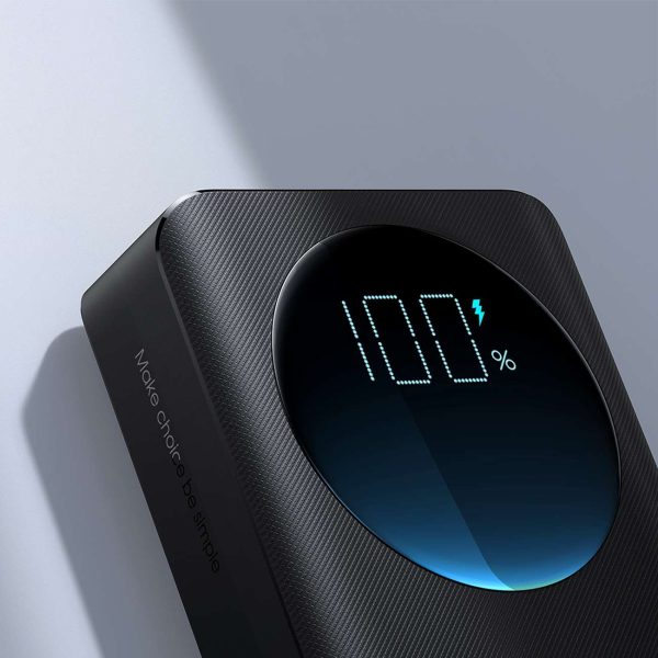 PowerBank ar lukturīti 30W 20 000 mAh + USB-A Cable-USB-C 25cm melns