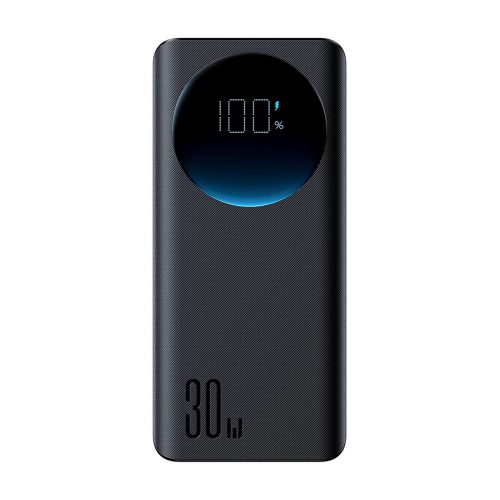 PowerBank ar lukturīti 30W 20 000 mAh + USB-A Cable-USB-C 25cm melns