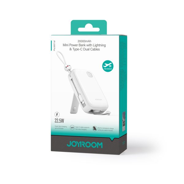 PowerBank Cutie sērija 22.5W 20 000 mAh ar USB-A USB-C iPhone White