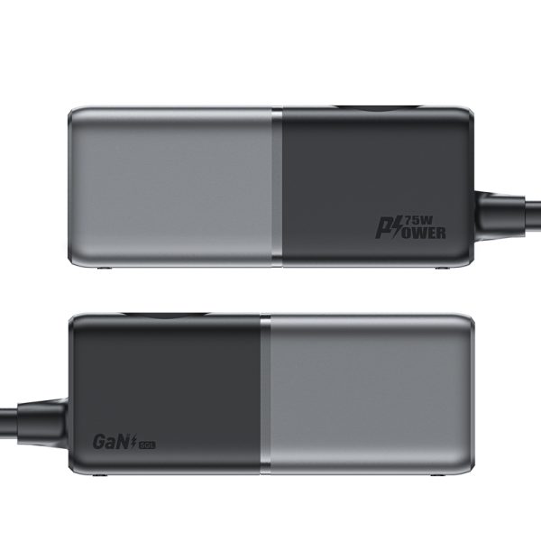 Galda lādētāju uzlādes stacija Z2 GAN 75W PD 3X USB-C 2X USB-A MELNA UN PAŠA