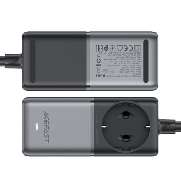 Galda lādētāju uzlādes stacija Z2 GAN 75W PD 3X USB-C 2X USB-A MELNA UN PAŠA