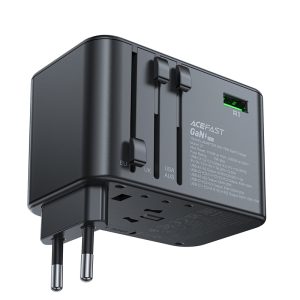 Universal Travel Charger Gan 2X USB-A 3X USB-C UK ES USA AUS Black