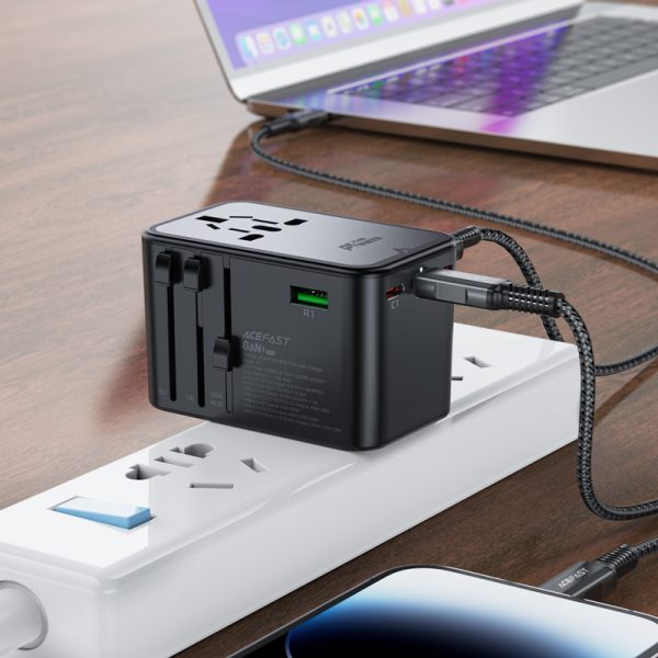 Universal Travel Charger Gan 2X USB-A 3X USB-C UK ES USA AUS Black