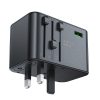 Universal Travel Charger Gan 2X USB-A 3X USB-C UK ES USA AUS Black