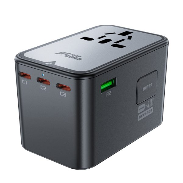 Universal Travel Charger Gan 2X USB-A 3X USB-C UK ES USA AUS Black