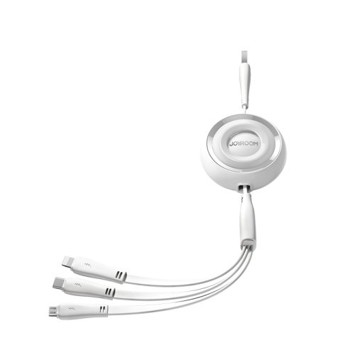 3in1 krāsainas sērijas USB-A USB-C / iPhone zibens / microusb 1m balts