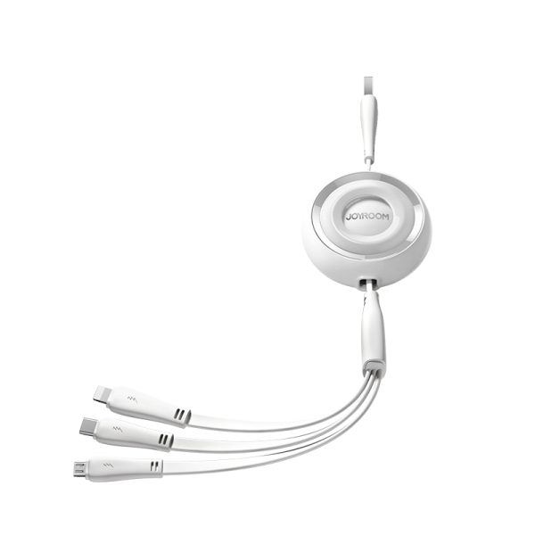 3in1 krāsainas sērijas USB-A USB-C / iPhone zibens / microusb 1m balts