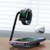 2in1 Indukcijas lādētājs pulksteņa un 15w magsafe qi saliekamā melnā mape