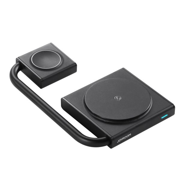 2in1 Indukcijas lādētājs pulksteņa un 15w magsafe qi saliekamā melnā mape