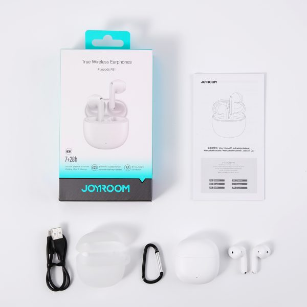 TWS Funpods sērija JR-FB1 Bluetooth 5.3 Baltas bezvadu austiņas