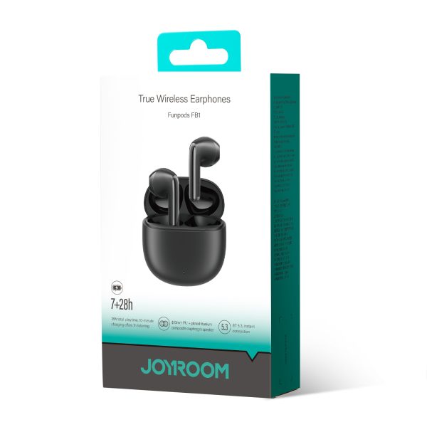 TWS Funpods Series JR-FB1 Bluetooth 5.3 melnas bezvadu austiņas