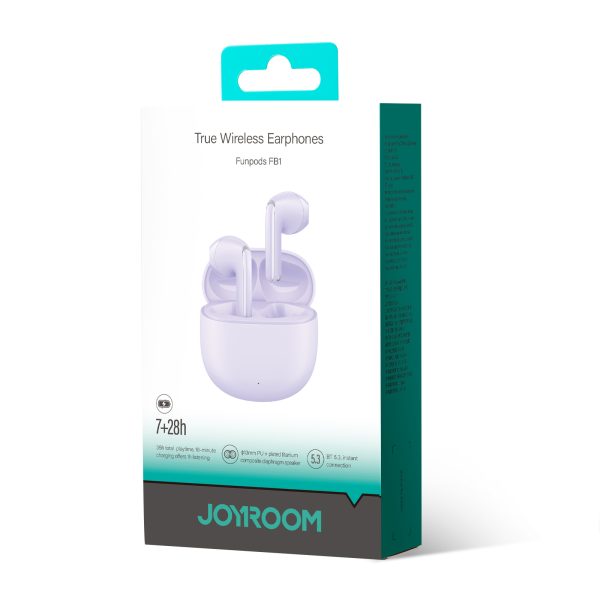 TWS Funpods sērija JR-FB1 Bluetooth 5.3 Violet bezvadu austiņas