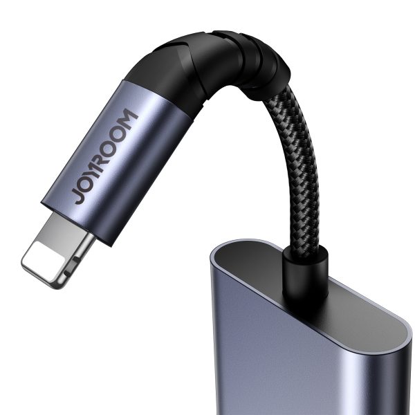 2in1 adapteris iPhone lādētājam + zibens / mini ligzda 3,5 mm melnas austiņas