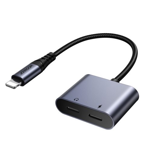 2in1 adapteris iPhone lādētājam + zibens austiņām / 2x zibens melns