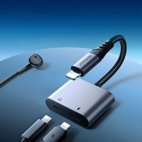 2in1 adapteris iPhone lādētājam + zibens austiņām / 2x zibens melns