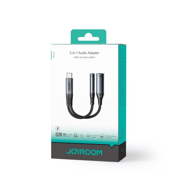 2in1 adaptera lādētājs + USB-C USB-C / mini ligzda 3,5 mm melnas austiņas