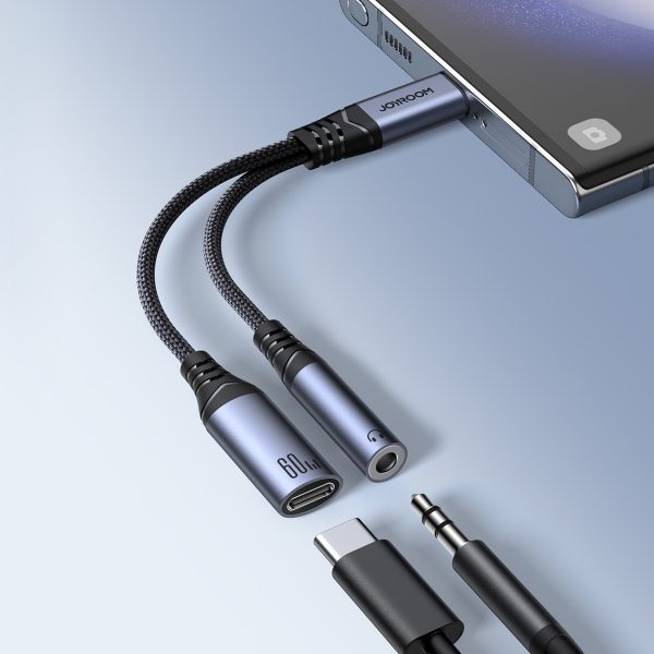 2in1 adaptera lādētājs + USB-C USB-C / mini ligzda 3,5 mm melnas austiņas