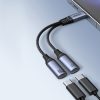2in1 adaptera lādētājs + USB-C austiņas līdz 2x USB-C Black