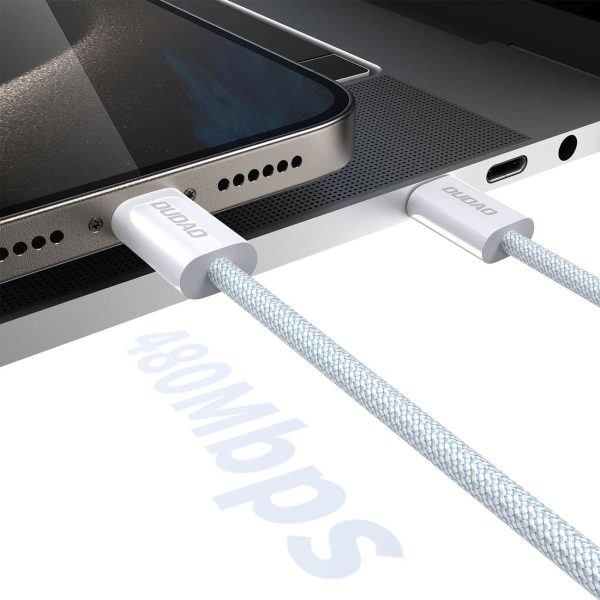 Izturīgs kabelis USB-C PD 60W kabelis 2m spilgti zilā šķiedrā pītā pītā