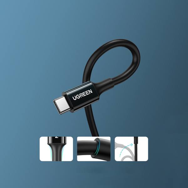 USB-C kabelis USB-C 480MB/s 5a 1m melns