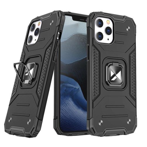 Bruņots korpuss iPhone 14 Pro Max Magnetic Rock Rock Ring Armor Black Black