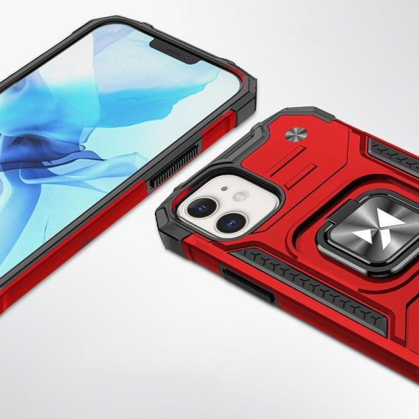Bruņots korpuss iPhone 14 Plus magnētiskā roktura gredzena bruņu sarkanā krāsā