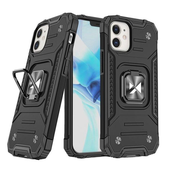 Bruņots korpuss iPhone 14 Plus magnētiskā roktura gredzena bruņu melnā krāsā