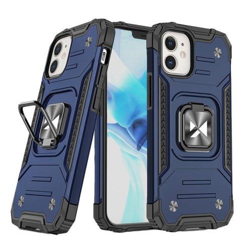 Bruņots korpuss iPhone 14 Magnētiskā roktura gredzena bruņu zilā krāsā