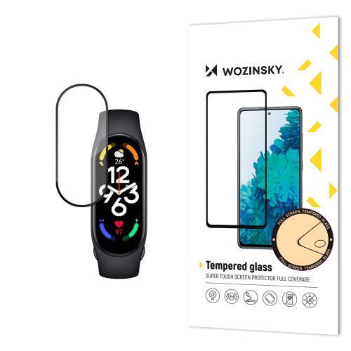 Rūdīts stikls uz Xiaomi Mi Band 7 pilnas līmes ekrāna ar melnu rāmi