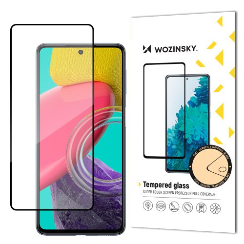 Izturīgs 9h rūdīts stikls visam Samsung Galaxy M53 5G ekrānam ar korpusa draudzīgu melnu rāmi