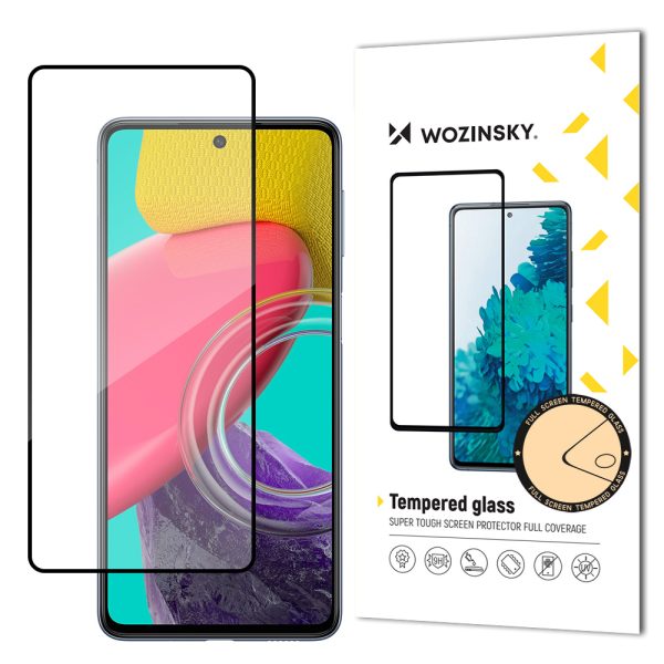 Izturīgs 9h rūdīts stikls visam Samsung Galaxy M53 5G ekrānam ar korpusa draudzīgu melnu rāmi