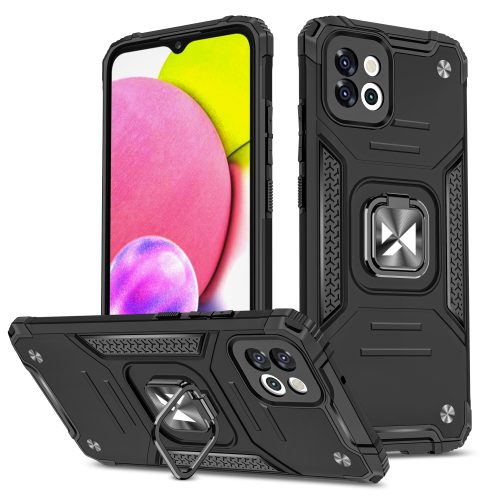 Bruņots korpuss Samsung Galaxy A03 magnētiskā roktura gredzena bruņu melnā krāsā