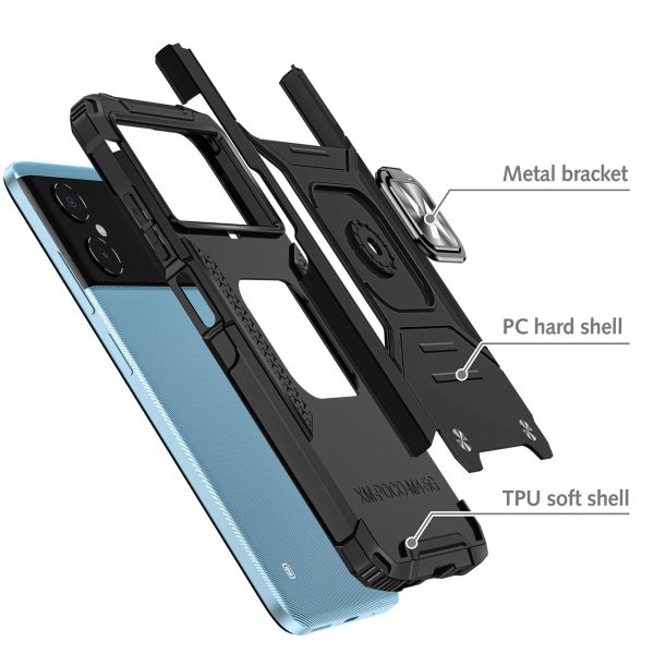 Bruņots korpuss Samsung Galaxy A03 magnētiskā roktura gredzena bruņu melnā krāsā