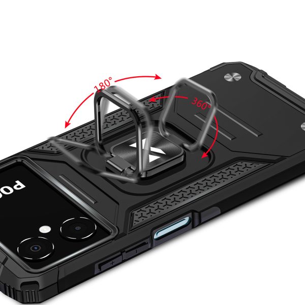 Bruņots korpuss Samsung Galaxy A03 magnētiskā roktura gredzena bruņu melnā krāsā