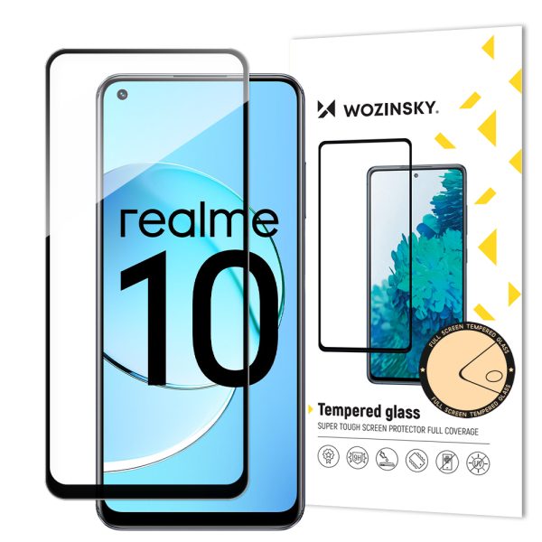 9h rūdīts stikls uz visa Realme 10 ekrāna ar melnu pilnu līmes rāmi 9h rūdīts stikls uz visa Realme 10 ekrāna ar melnu pilnu līmes rāmi
