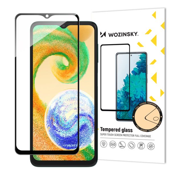 9h rūdīts stikls visam Samsung Galaxy A04S ekrānam ar melnu pilnu Gue rāmi