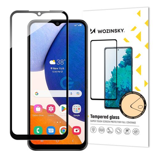 9h rūdīts stikls visam Samsung Galaxy A14 5G / A14 ekrānam ar melnu pilnu līmes rāmi