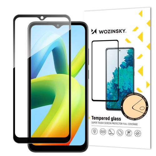 9h rūdīts stikls visam Xiaomi Redmi A1+ ekrānam ar melnu pilnu līmes rāmi
