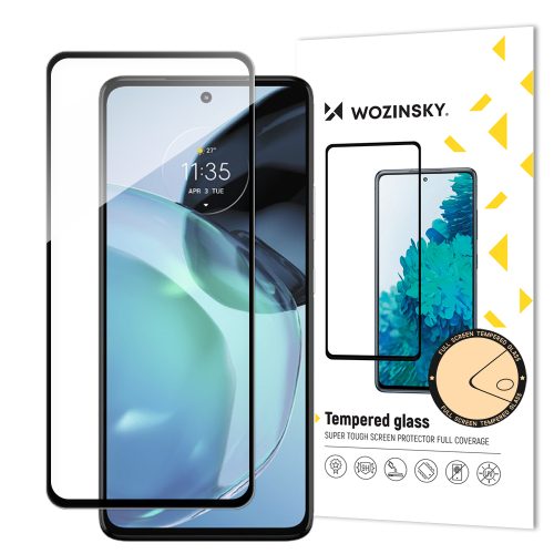 9h rūdīts stikls visam Motorola Moto G72 ekrānam ar melnu pilnu līmes rāmi