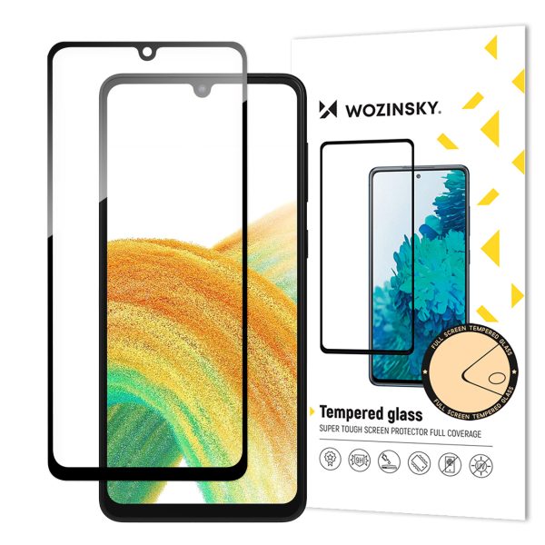 9h rūdīts stikls visam Samsung Galaxy A34 5G ekrānam ar melnu pilnu līmes rāmi