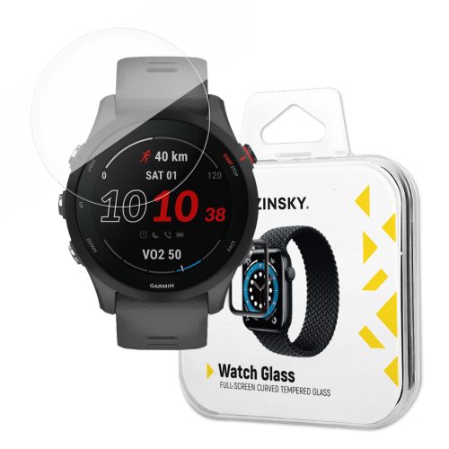 9h rūdīts stikls visam Garmin Forerunner 255 ekrānam ar melnu pilnu gue rāmi