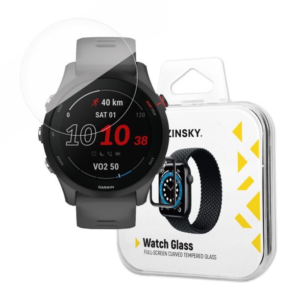 9h rūdīts stikls visam Garmin Forerunner 255 ekrānam ar melnu pilnu gue rāmi