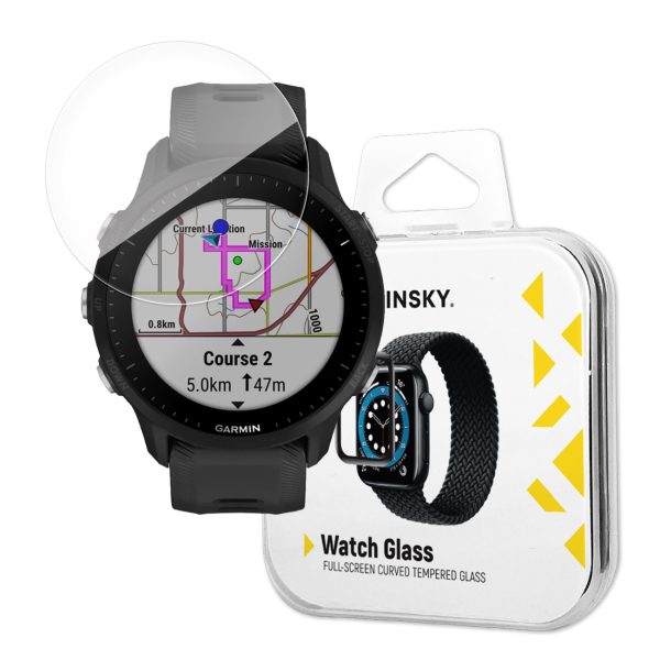 9h rūdīts stikls visam Garmin Forerunner 955 ekrānam ar melnu pilnu gue rāmi