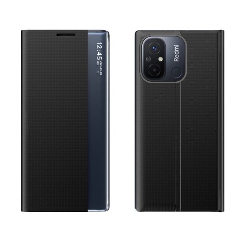 Gadījuma segums ar atloku un stenizē Xiaomi Redmi 11a / Poco C55 / Redmi 12c New Sleep Case Black Black