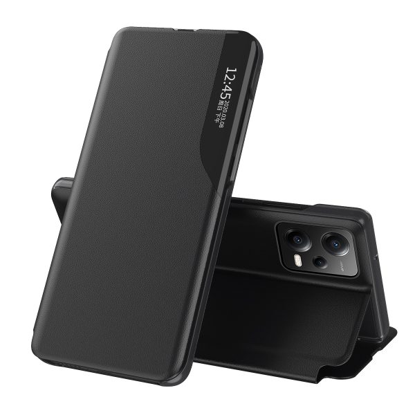 Gadījuma segums ar atloku un stenizējiet Xiaomi Redmi Note 12 Pro / Poco X5 Pro 5G Eco Leather Black