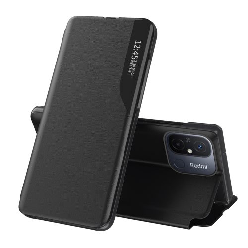 Gadījuma apvalks ar atloku un apzīmē Xiaomi Redmi 11a / Poco C55 / Redmi 12c eko āda melna