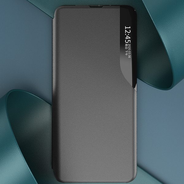 Gadījuma apvalks ar atloku un apzīmē Xiaomi Redmi 11a / Poco C55 / Redmi 12c eko āda melna