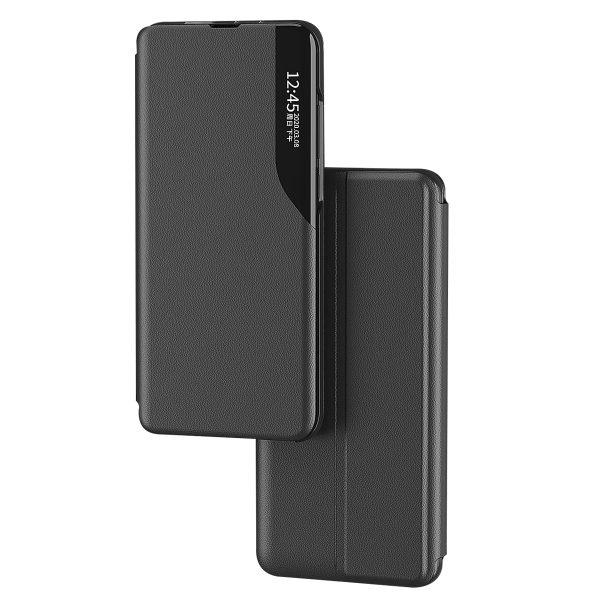 Gadījuma apvalks ar atloku un apzīmē Xiaomi Redmi 11a / Poco C55 / Redmi 12c eko āda melna