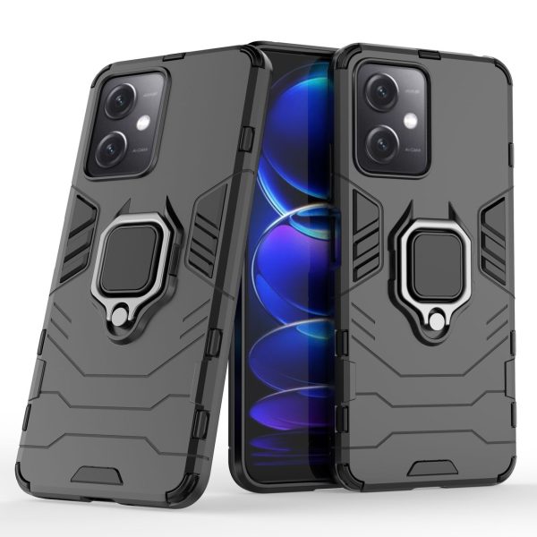 Bruņots korpuss Xiaomi Redmi Note 12 5g / Poco X5 5G magnētiskā roktura gredzena bruņas melnas